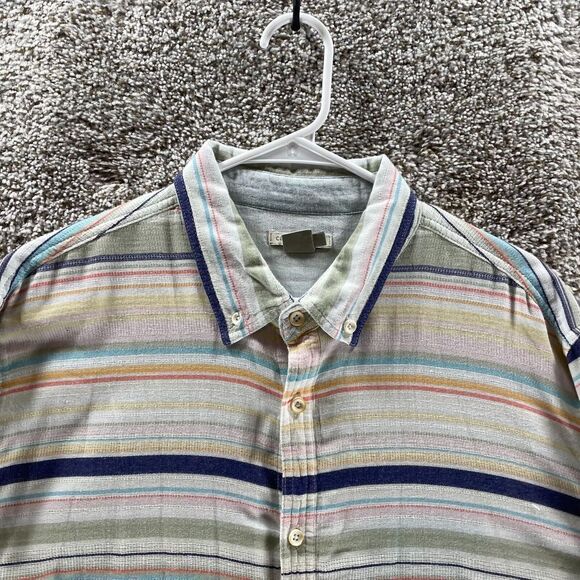 Carbon 2 Cobalt Shirt Adult Large Striped Cotton Button Up Preppy Casual Mens - Picture 2 of 11